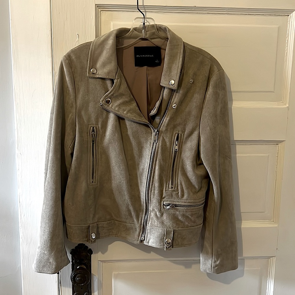 Faux suede biker jacket